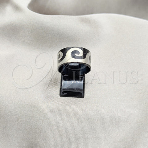 Stainless Steel Mens Ring, Polished, Black Rhodium Finish, 01.63.0679.07 (Size 7)