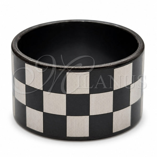Stainless Steel Mens Ring, Polished, Black Rhodium Finish, 01.63.0680.06 (Size 6)