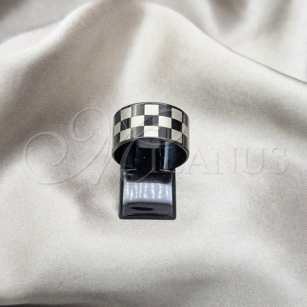 Stainless Steel Mens Ring, Polished, Black Rhodium Finish, 01.63.0680.10