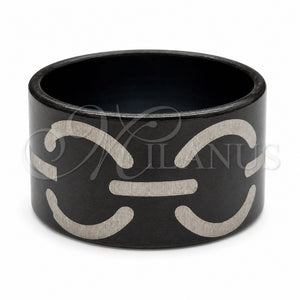 Stainless Steel Mens Ring, Polished, Black Rhodium Finish, 01.63.0681.06 (Size 6)