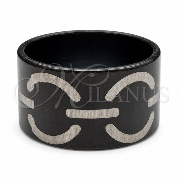 Stainless Steel Mens Ring, Polished, Black Rhodium Finish, 01.63.0681.06 (Size 6)