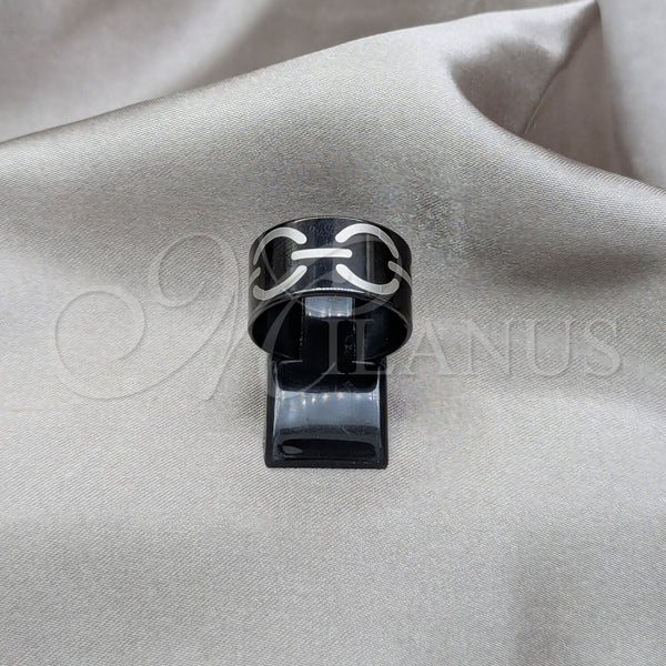 Stainless Steel Mens Ring, Polished, Black Rhodium Finish, 01.63.0681.08