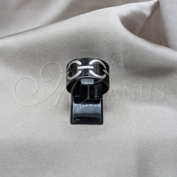Stainless Steel Mens Ring, Polished, Black Rhodium Finish, 01.63.0681.08 (Size 8)