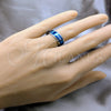 Stainless Steel Mens Ring, Blue Enamel Finish, Steel Finish, 01.63.0682.09