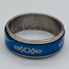 Stainless Steel Mens Ring, Scorpion and Fish Design, Blue Enamel Finish, Steel Finish, 01.63.0682.09 (Size 9)