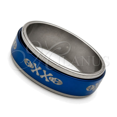 Stainless Steel Mens Ring, Scorpion and Fish Design, Blue Enamel Finish, Steel Finish, 01.63.0682.09 (Size 9) for wholesale, main product view