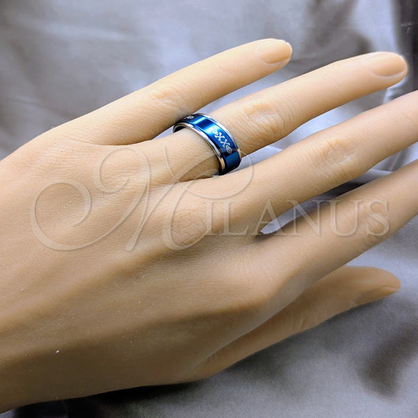 Stainless Steel Ring — Mens Ring Fish and Scorpion Design Blue Enamel — alternate product view — SKU 161171 | Acero Inoxidable anillo — para hombre Ring Fish and Scorpion diseño Blue Enamel — SKU 161171