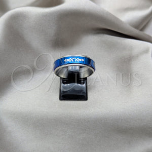 Stainless Steel Ring — Mens Ring Fish and Scorpion Design Blue Enamel — main product view — SKU 161171 | Acero Inoxidable anillo — para hombre Ring Fish and Scorpion diseño Blue Enamel — SKU 161171