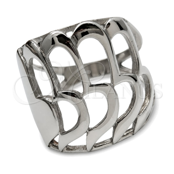 Stainless Steel Elegant Ring, Polished, Rhodium Finish, 01.63.0683.10 (Size 10)