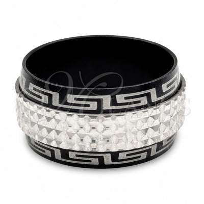 Stainless Steel Mens Ring, Double Design, Polished, Black Rhodium Finish, 01.63.0684.08 (Size 8) for wholesale, main product view