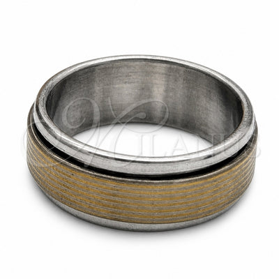 Stainless Steel Mens Ring, Double Design, Polished, Golden Finish, 01.63.0685.09 (Size 9) for wholesale, main product view