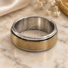 Stainless Steel Mens Ring, Double Design, Polished, Golden Finish, 01.63.0685.10 (Size 10)