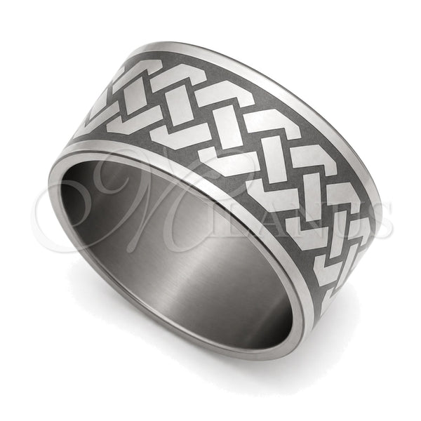 Stainless Steel Mens Ring, Polished, Rhodium Finish, 01.63.0686.08 (Size 8)