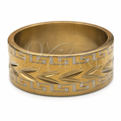 Stainless Steel Mens Ring, Leaf Design, Blue Polished, Golden Finish, 01.63.0688.06 (Size 6) for wholesale, main product view