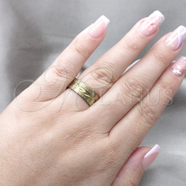 Stainless Steel Ring — Mens Ring Leaf Design Blue Polished 01.63. Size — alternate product view — SKU 161190 | Acero Inoxidable anillo — para hombre Ring Leaf diseño Blue pulido 01.63. Size — SKU 161190