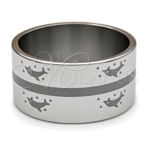 Stainless Steel Mens Ring, Dolphin Design, Blue Polished, Steel Finish, 01.63.0690.07 (Size 7)