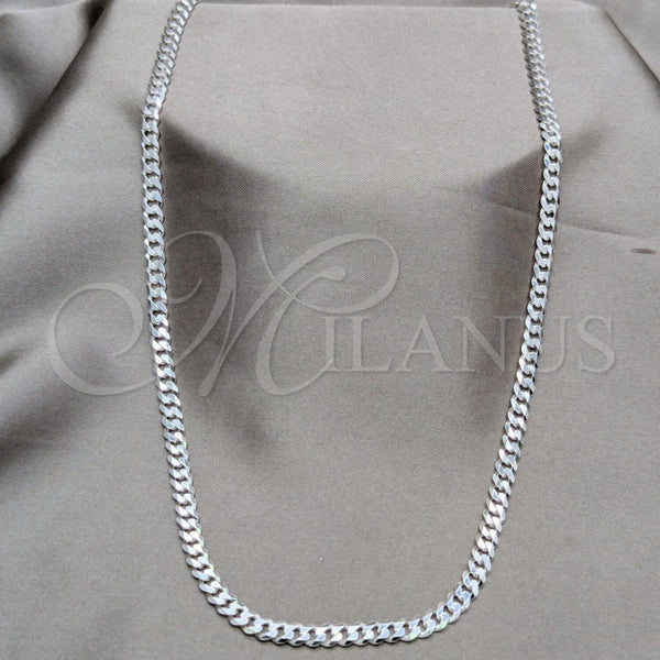 Sterling Silver Basic Necklace, Curb Design, Polished, Silver Finish, 04.420.0029.1.22