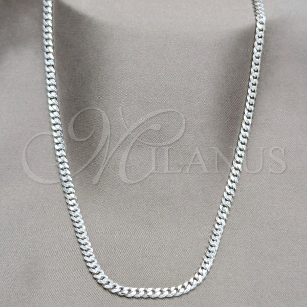Sterling Silver Basic Necklace, Curb Design, Polished, Silver Finish, 04.420.0031.1.20