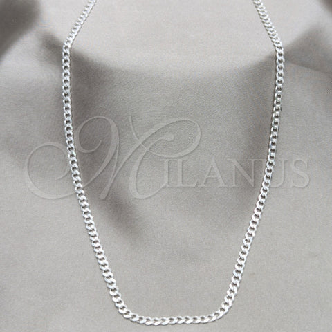 Sterling Silver Basic Necklace, Curb Design, Polished, Silver Finish, 04.420.0032.1.18