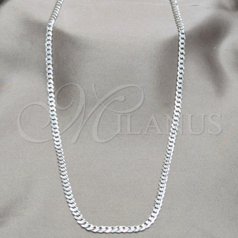 Sterling Silver Basic Necklace, Curb Design, Polished, Silver Finish, 04.420.0032.20