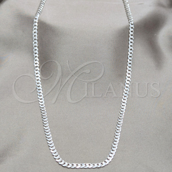 Sterling Silver Basic Necklace, Curb Design, Polished, Silver Finish, 04.420.0032.20 (0.80 Gauge, 03 MM Thickness, 20 Inches Length)