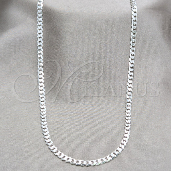 Sterling Silver Basic Necklace, Curb Design, Polished, Silver Finish, 04.420.0032.22