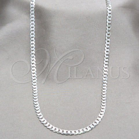 Sterling Silver Basic Necklace, Curb Design, Polished, Silver Finish, 04.420.0032.22