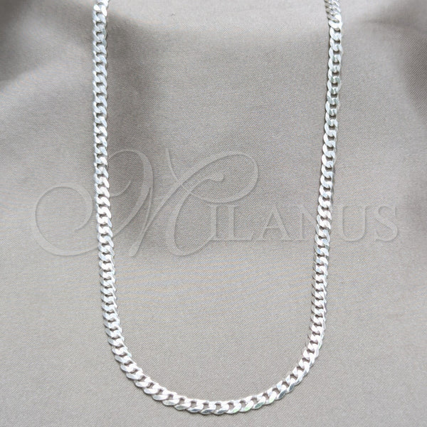 Sterling Silver Basic Necklace, Curb Design, Polished, Silver Finish, 04.420.0032.22 (0.80 Gauge, 03 MM Thickness, 22 Inches Length)