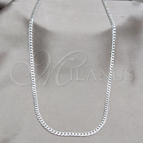 Sterling Silver Basic Necklace, Curb Design, Polished, Silver Finish, 04.420.0032.24