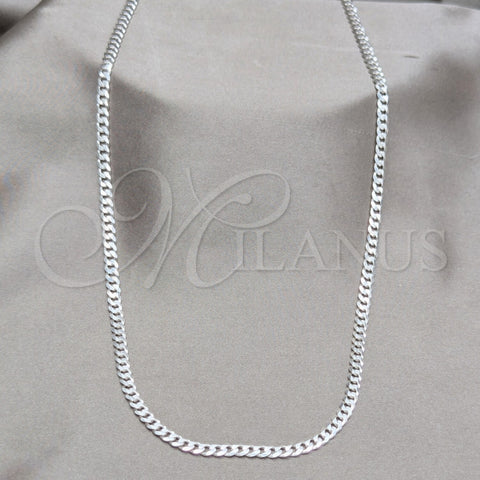 Sterling Silver Basic Necklace, Curb Design, Polished, Silver Finish, 04.420.0032.24