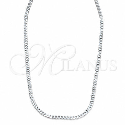 Sterling Silver Basic Necklace, Curb Design, Polished, Silver Finish, 04.420.0032.24 (0.80 Gauge, 03 MM for wholesale, main product view