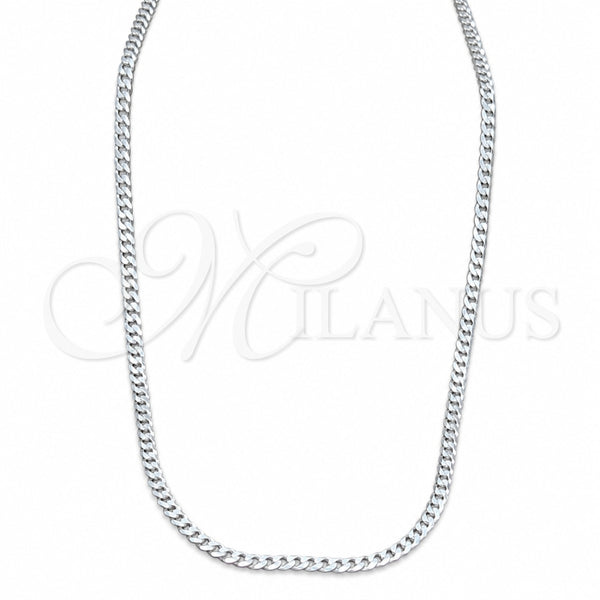 Sterling Silver Basic Necklace, Curb Design, Polished, Silver Finish, 04.420.0032.24 (0.80 Gauge, 03 MM Thickness, 24 Inches Length)
