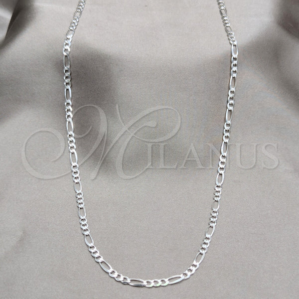 Sterling Silver Basic Necklace, Figaro Design, Polished, Silver Finish, 04.420.0015.20 (0.80 Gauge, Thickness, 20 Inches Length)