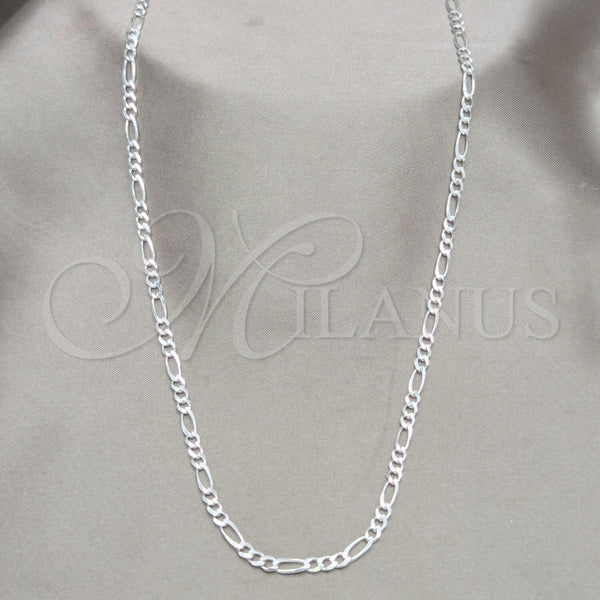 Sterling Silver Basic Necklace, Figaro Design, Polished, Silver Finish, 04.420.0015.22