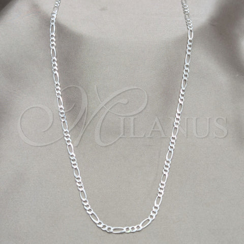 Sterling Silver Basic Necklace, Figaro Design, Polished, Silver Finish, 04.420.0015.22