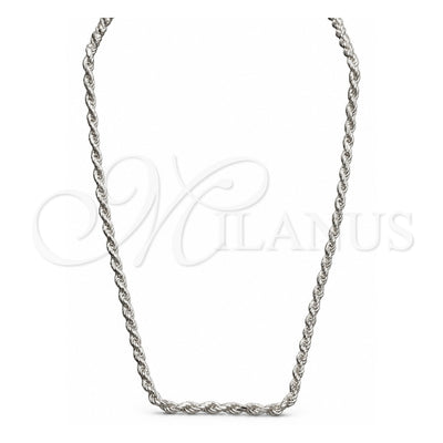 Sterling Silver Basic Necklace, Polished, Silver Finish, 04.420.0040.24 (0.60 Gauge, 04 MM Thickness, 24 Inches Length)