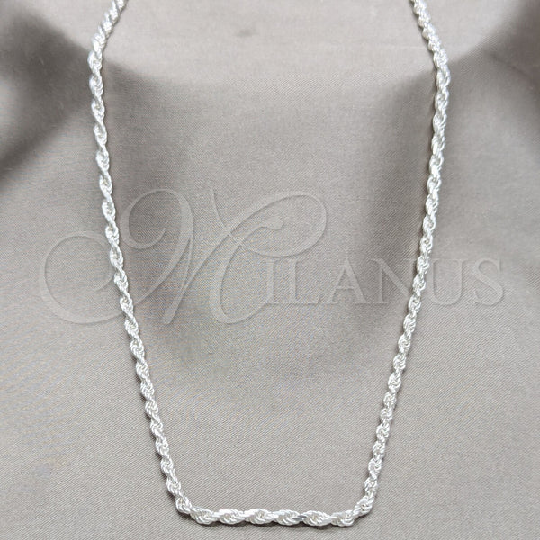 Sterling Silver Basic Necklace, Polished, Silver Finish, 04.420.0040.24 (0.60 Gauge, 04 MM Thickness, 24 Inches Length)