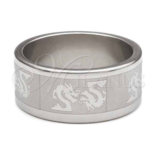 Stainless Steel Mens Ring, Dragon-Fly Design, Polished, Steel Finish, 01.63.0691.05 (Size 5)