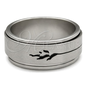 Stainless Steel Mens Ring, Double and Dolphin Design, Matte Finish, Steel Finish, 01.63.0693.05 (Size 5)