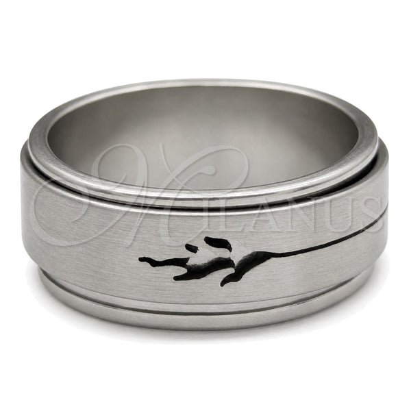 Stainless Steel Mens Ring, Double and Dolphin Design, Matte Finish, Steel Finish, 01.63.0693.05 (Size 5)