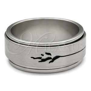 Stainless Steel Mens Ring, Double and Dolphin Design, Matte Finish, Steel Finish, 01.63.0693.05 (Size 5)