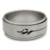Stainless Steel Mens Ring, Double and Dolphin Design, Matte Finish, Steel Finish, 01.63.0693.05 (Size 5)
