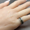 Stainless Steel Mens Ring, Double Design, Polished, Two Tone, 01.63.0696.05 (Size 5)