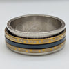 Stainless Steel Mens Ring, Double Design, Polished, Two Tone, 01.63.0696.05 (Size 5)