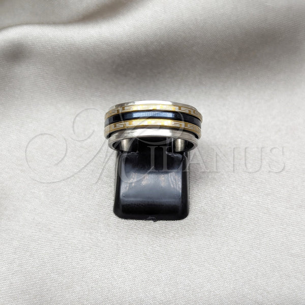 Stainless Steel Ring — Mens Ring Double Design Polished Two Tone 01.63. — main product view — SKU 161232 | Acero Inoxidable anillo — para hombre Ring Double diseño pulido Two Tone 01.63. — SKU 161232