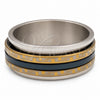 Stainless Steel Mens Ring, Double Design, Polished, Two Tone, 01.63.0696.05 (Size 5)