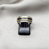 Stainless Steel Mens Ring, Double Design, Polished, Tricolor, 01.63.0696.07 (Size 7)