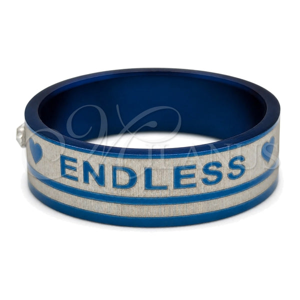 Stainless Steel Mens Ring, Heart Design, with White Crystal, Blue Enamel Finish, Steel Finish, 01.63.0697.08 for wholesale, main product view