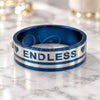 Stainless Steel Mens Ring, Heart Design, with White Crystal, Blue Enamel Finish, Steel Finish, 01.63.0697.09 (Size 9)