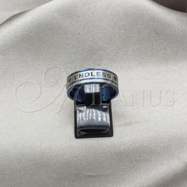Stainless Steel Ring — Mens Ring Heart Design with White Crystal Blue — main product view — SKU 161240 | Acero Inoxidable anillo — para hombre Ring corazón diseño with cristal blanco Blue — SKU 161240
